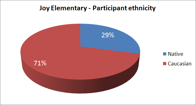 Etnicity of participants at Joy elementary school
