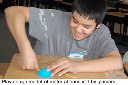Play dough model of material transport by glaciers