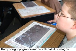 Comparing topographic maps with satellite image