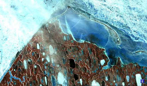 Satellite image of the Barrow area + learn more button