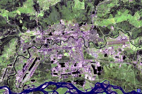 Satellite image of Fairbanks and its surroundings + learn more button
