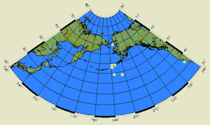 Map showing Aleutian volcanic chain