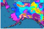 Map of Alaska showing snow depth in January