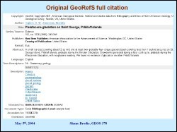 Example of a GeoRefS full citation