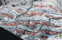 Geologic mapping superimposed on Landsat image