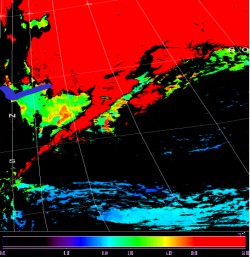 Ocean color algorithm applied to SeaWIFS image