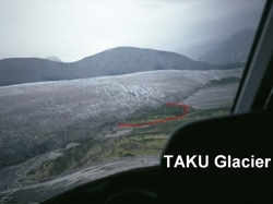 Photograph of Taku Glacier out of an air plane