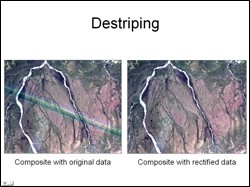Landsat image before and after destriping