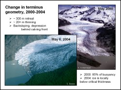 Field photographs from the Mendenhall terminus in 2000 and 2004